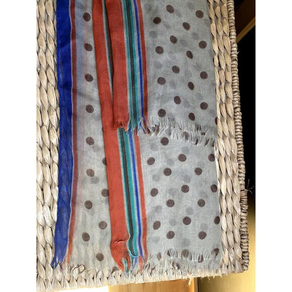 Scarf Polka Dot Stripe Extra Wide & Long - Picture 6 of 7